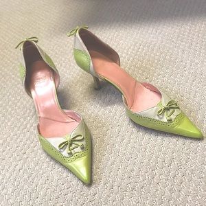 Joan & David lime/cream kitten heels